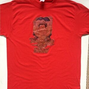 Thank God It's Friday tgif Drunk Beer Vintage Vinyl 80’s? Red Tee iron On XL